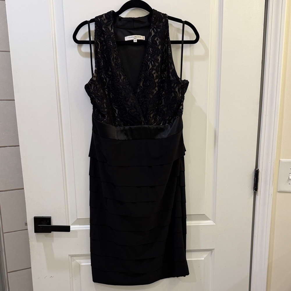 Evan Picone Black Lace Midi Dress